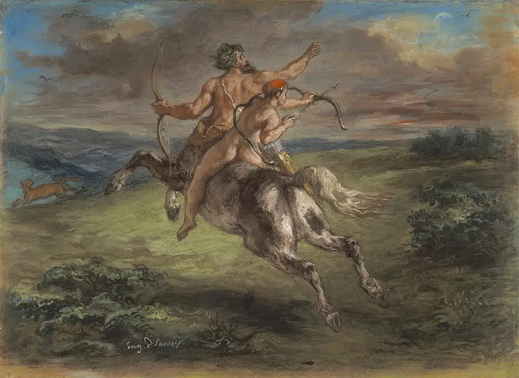 The Education of Achilles in Detail Eugene Delacroix